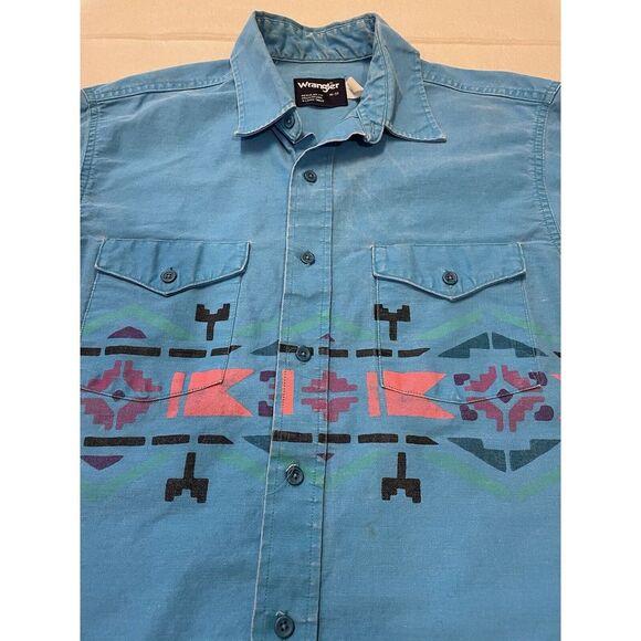 Wrangler Other - Vintage Wrangler Brushpopper Aztec Western Button Up Mens‎ Size 16-33 Retro